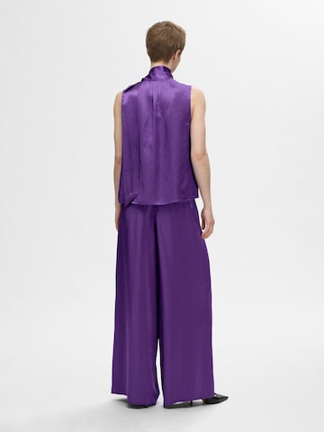 SELECTED FEMME Wide leg Bandplooibroek in Lila