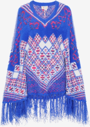 IZIA Poncho in cyanblau / rot / weiß, Produktansicht