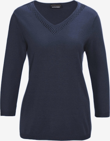 Goldner Pullover in Blau: Vorderseite