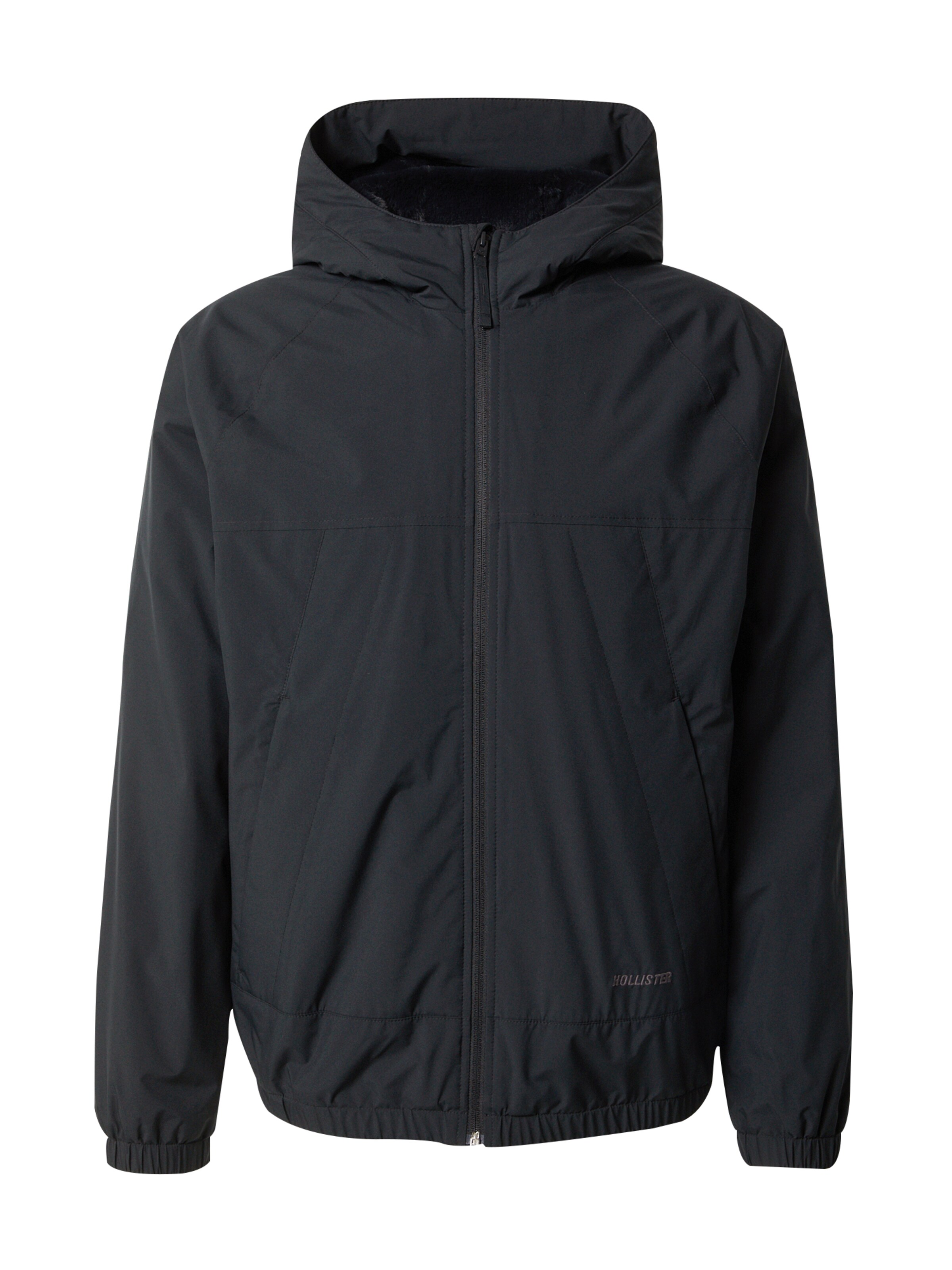 HOLLISTER Φθινοπωρινό και ανοιξιάτικο μπουφάν σε μαύρο: μπροστά