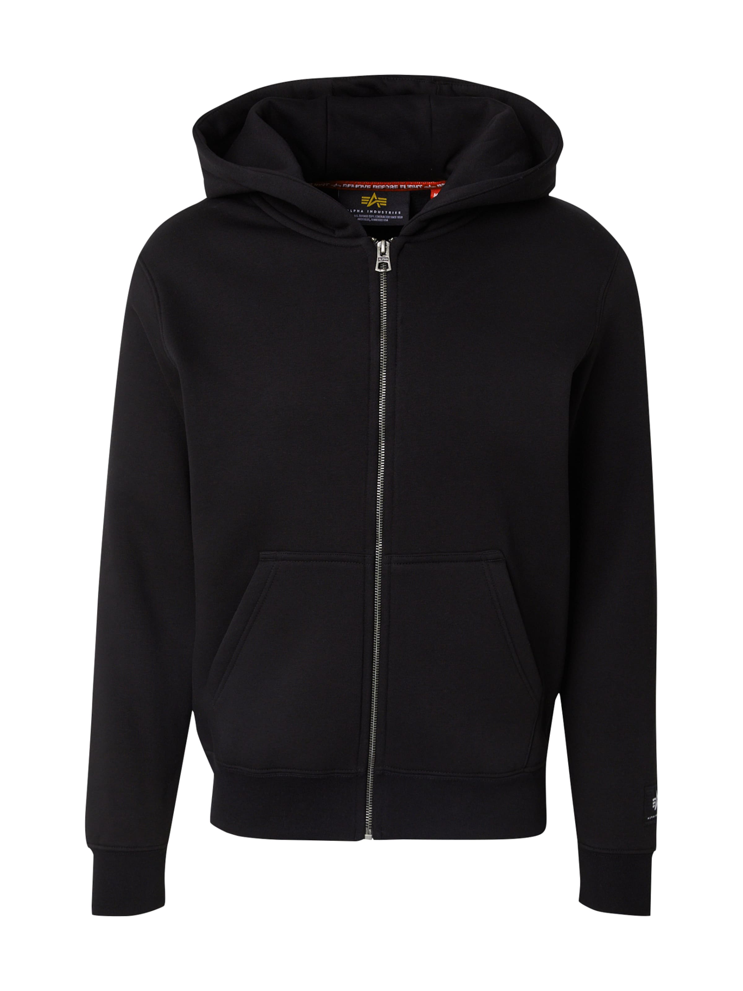 ALPHA INDUSTRIES Sweatjacke in schwarz / weiß, Produktansicht