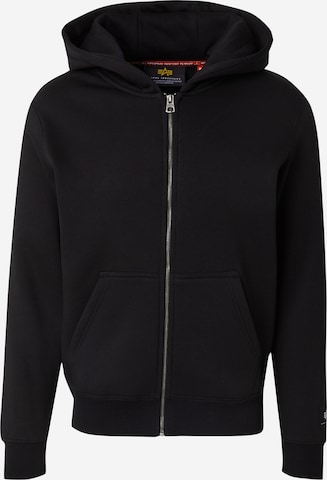ALPHA INDUSTRIES Кофта на молнии в Черный: спереди