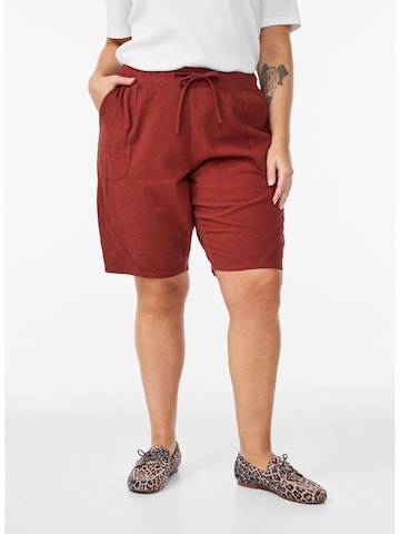 Zizzi Lużny krój Spodnie 'Jeasy' w kolorze czerwony: przód