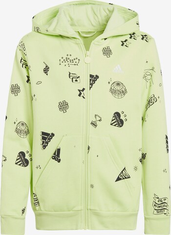 ADIDAS PERFORMANCE Athletic Zip-Up Hoodie 'Brand Love' in Green: front