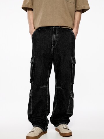 Pull&Bear Loosefit Cargo farmer - fekete