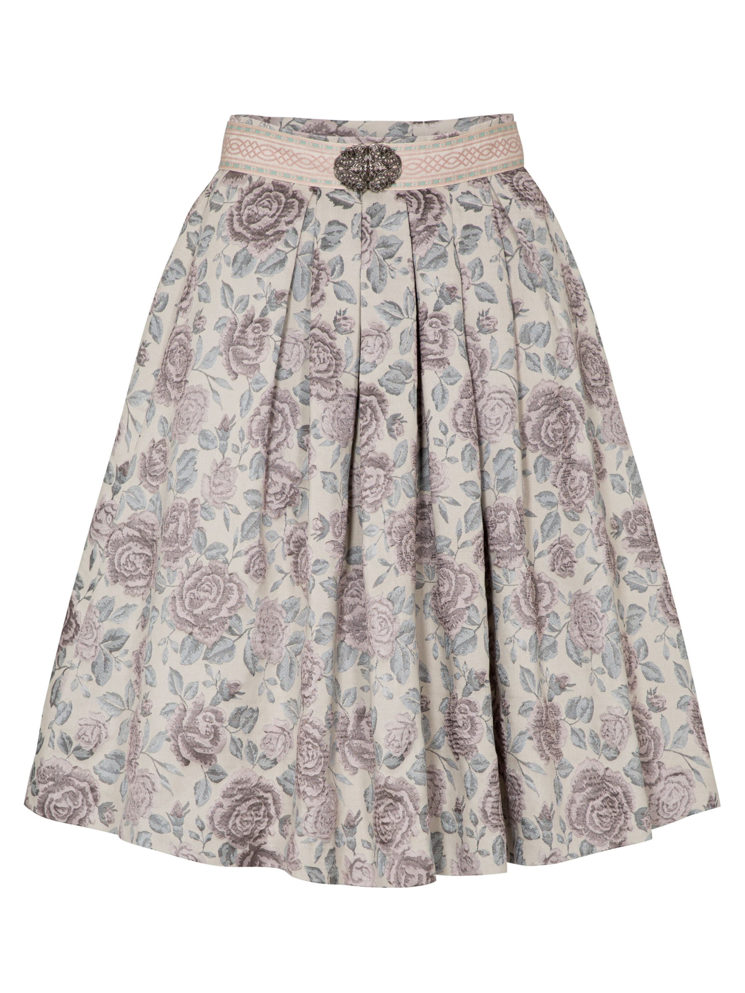 SPIETH & WENSKY Trachtenrock Gwyneth, Länge: 60 cm, musterierter Gürtel in Beige: Vorderseite