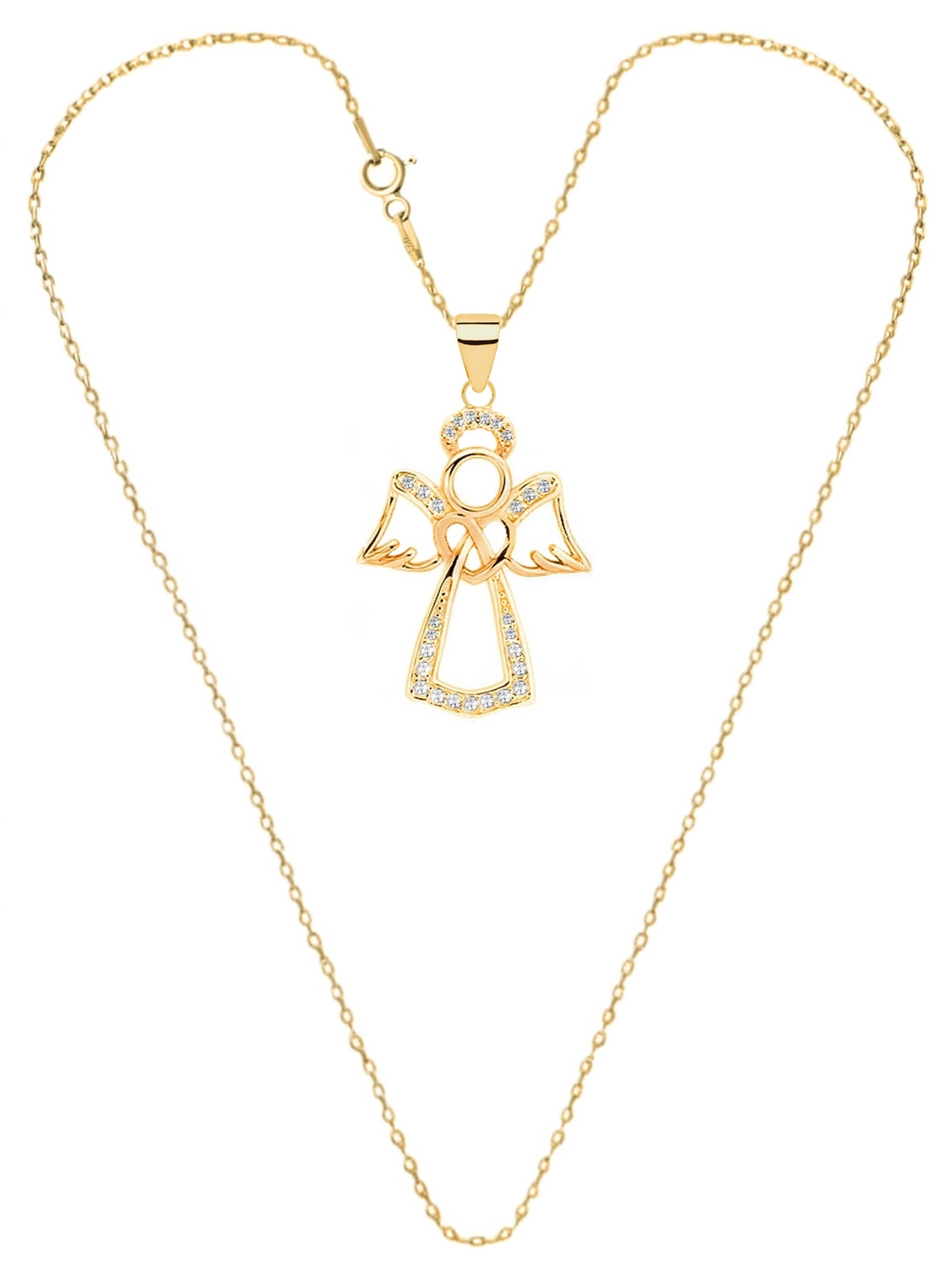 Goldene Hufeisen Kette 'Glücksengel'‌‌ in Gold: Vorderseite