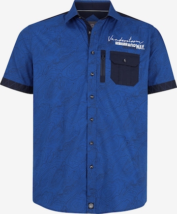 Jan Vanderstorm Comfort fit Button Up Shirt ' Lysander ' in Blue: front