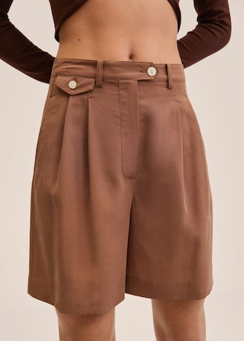 MANGO Regular Pleat-Front Pants 'Jimmy' in Brown: front
