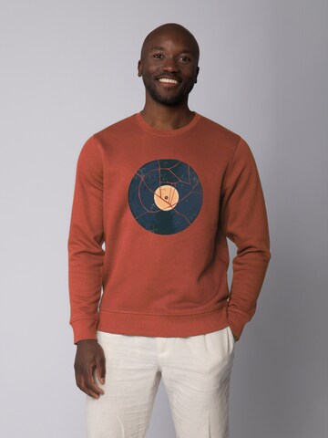 Felpa ' Broken Vinyl ' di Watapparel in marrone: frontale
