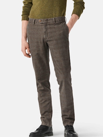 MMXGERMANY Slim fit Chino Pants 'Pepita Check' in Brown: front