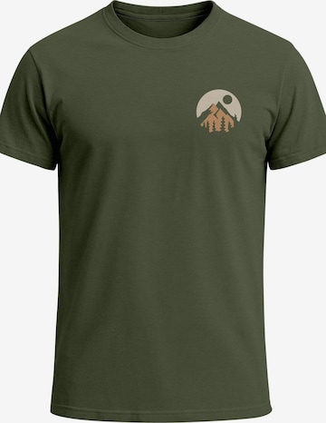 Neverless Shirt 'Mountain Scape' in Green: front