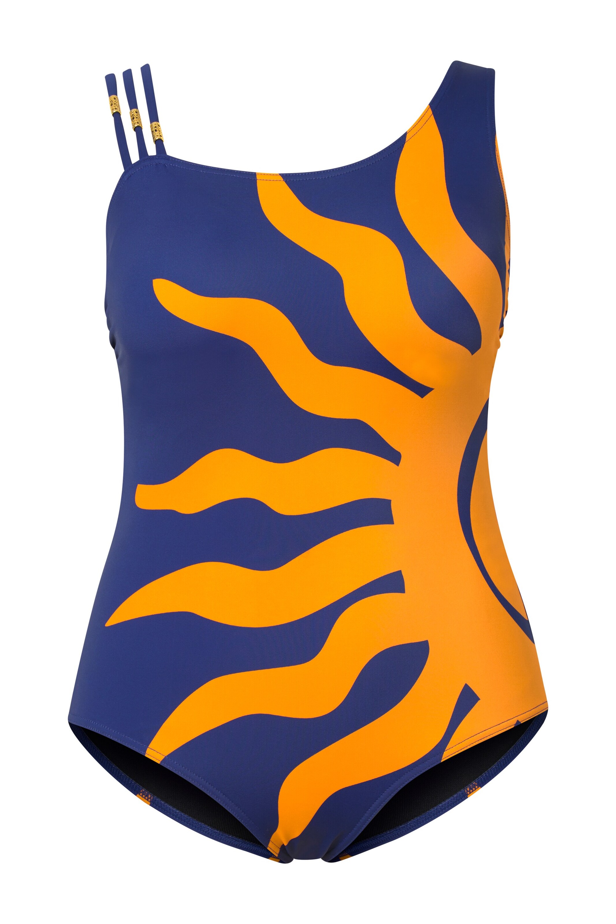 Ulla Popken Bandeau Badpak in Blauw: voorkant