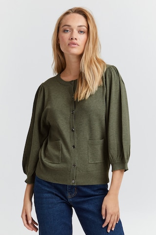 PULZ Jeans Knit Cardigan in Green: front