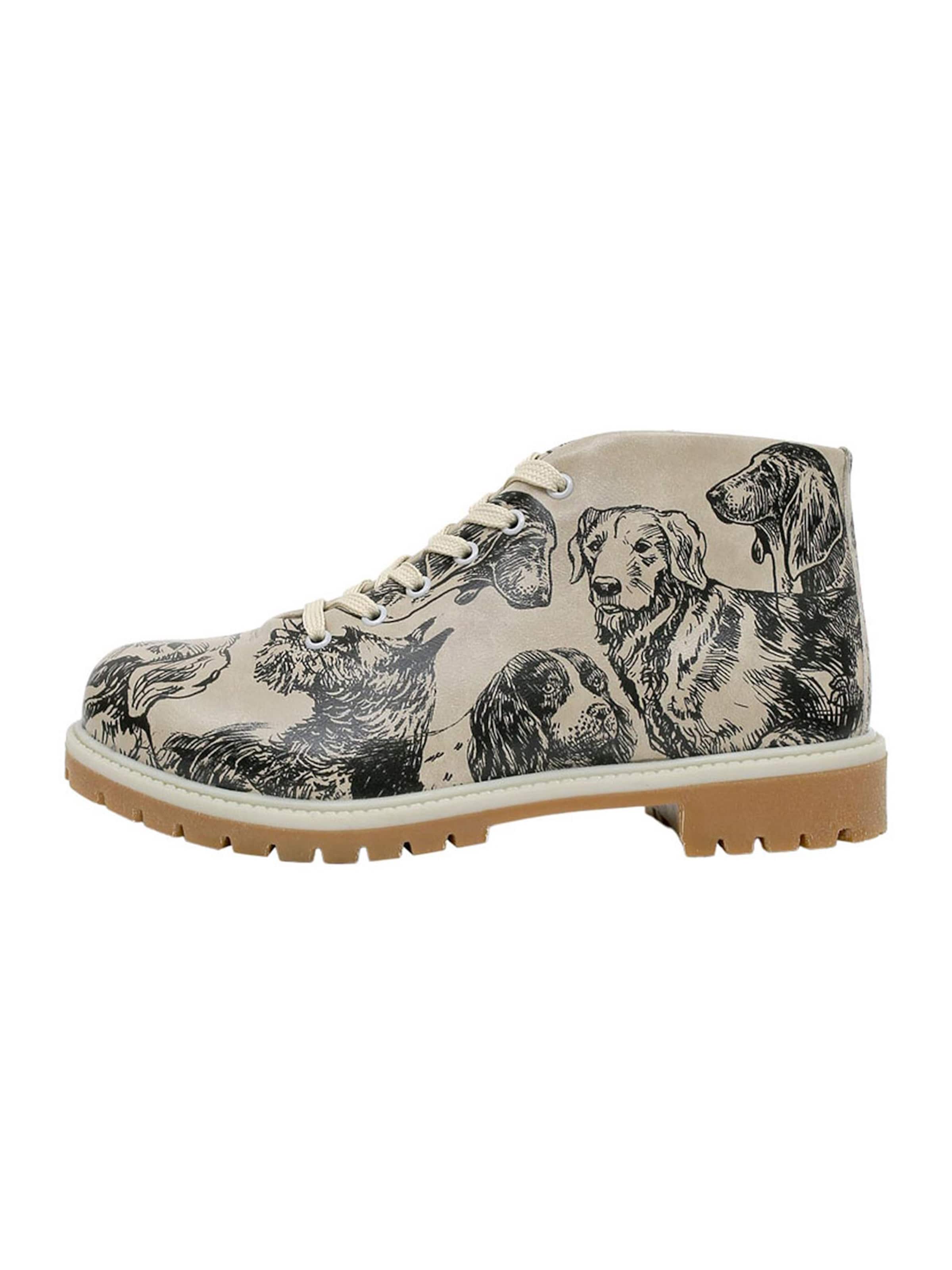 DOGO Lace-Up Boots 'DOGO Shortcut Boots - The Life of Dogs' in Beige: front
