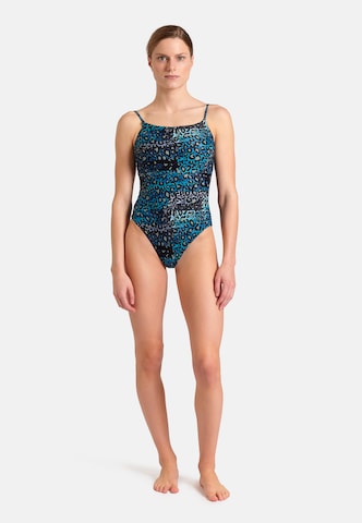 ARENA Bustier Sportbadpak 'WATER PRINT' in Blauw