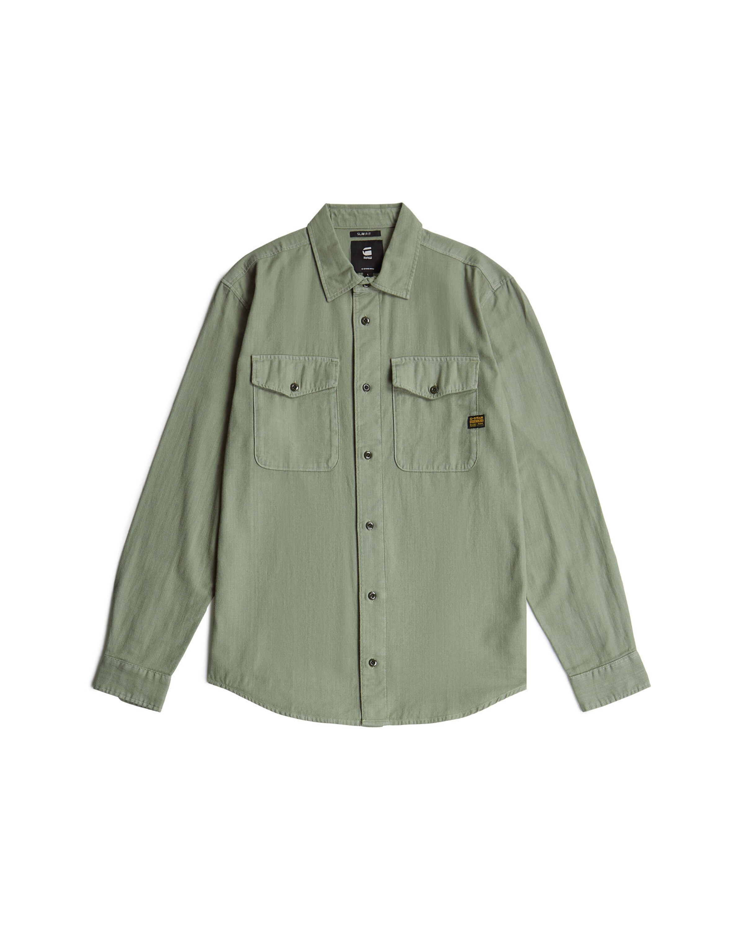G-STAR Slim fit Button Up Shirt 'Marine' in Green: front