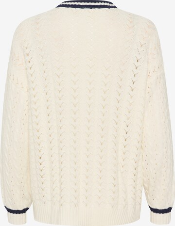 Cream Knit Cardigan 'Preps' in Beige