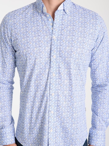 Slim fit Camicia business 'Donatello Iconic Poplin Stretch Man Shirt White Blue' di 7Camicie in bianco