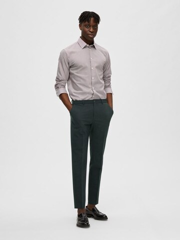 Coupe slim Pantalon à plis 'Elon' SELECTED HOMME en vert