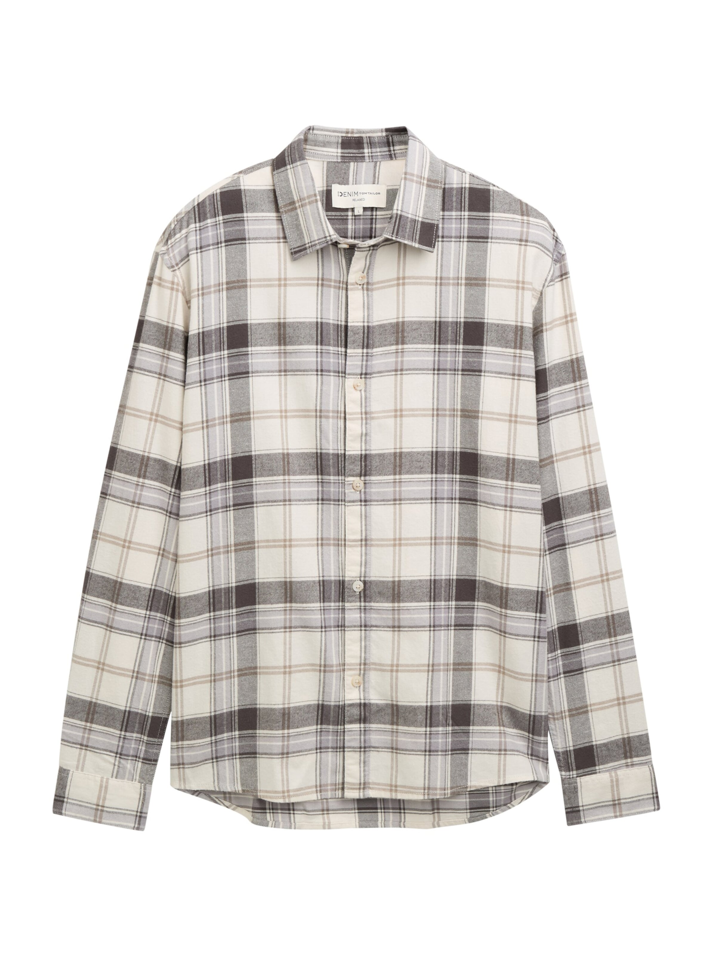 TOM TAILOR DENIM Comfort Fit Hemd in Beige: Vorderseite