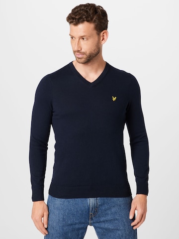 Pulover de la Lyle & Scott pe albastru: față