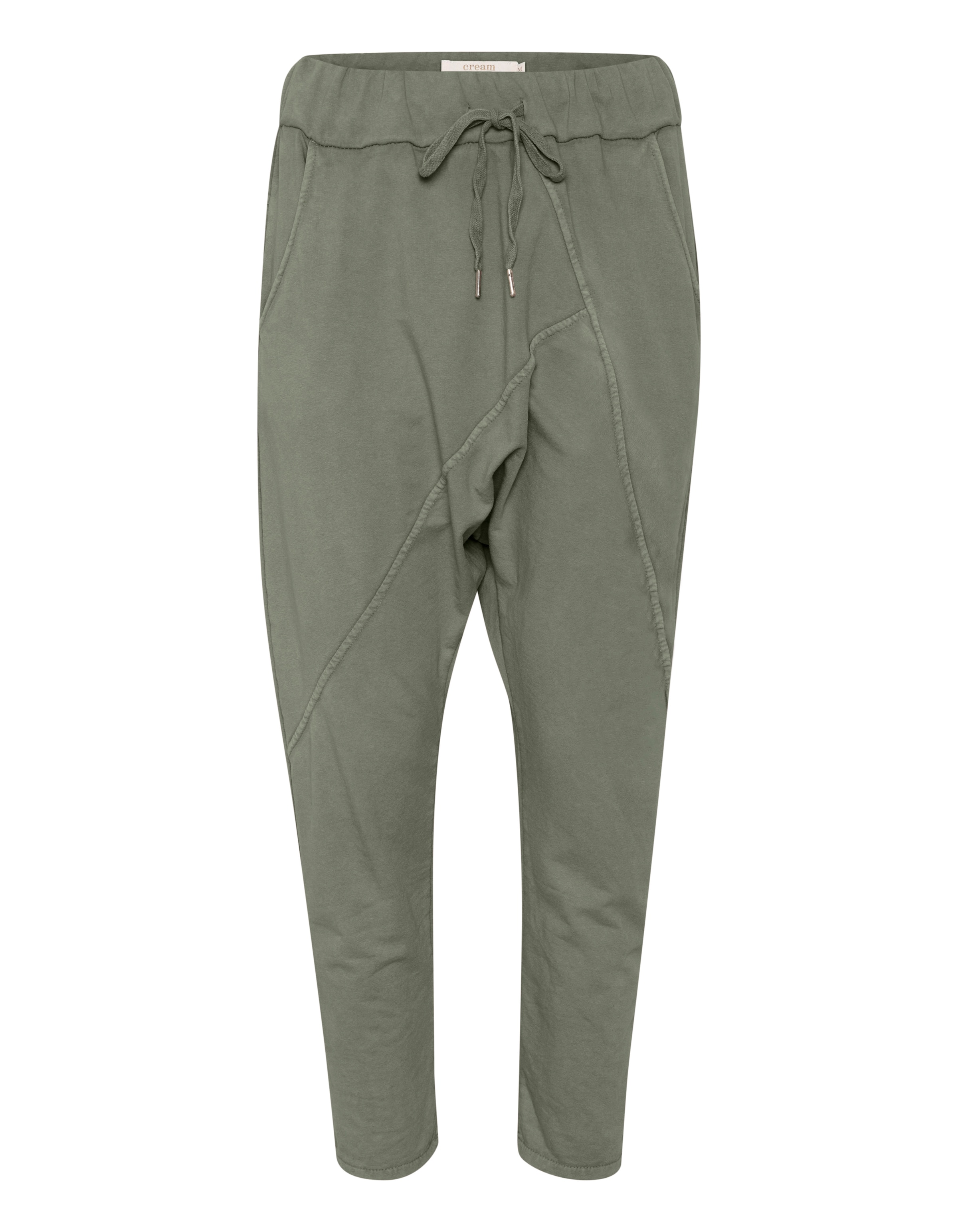 Cream Tapered Harembroek &#x27;Beky&#x27; in Groen: voorkant