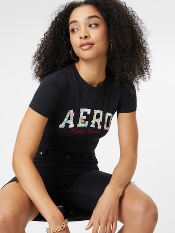 AÉROPOSTALE T-Shirt 'JUN AERO' in Schwarz