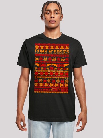 T-Shirt 'Guns And Roses Christmas' F4NT4STIC en noir : devant