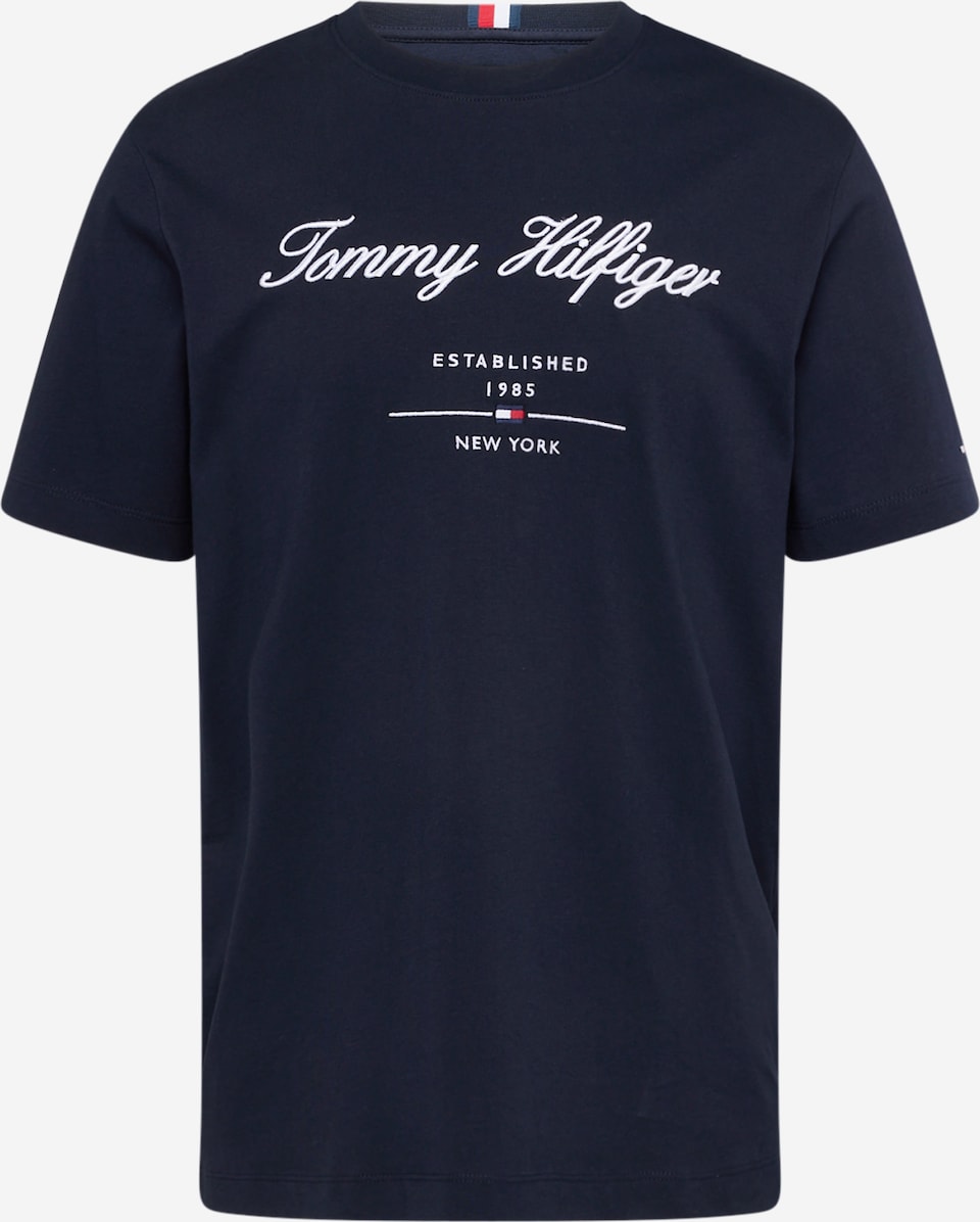 Tricou 'Textured Logo' de la TOMMY HILFIGER pe albastru: față
