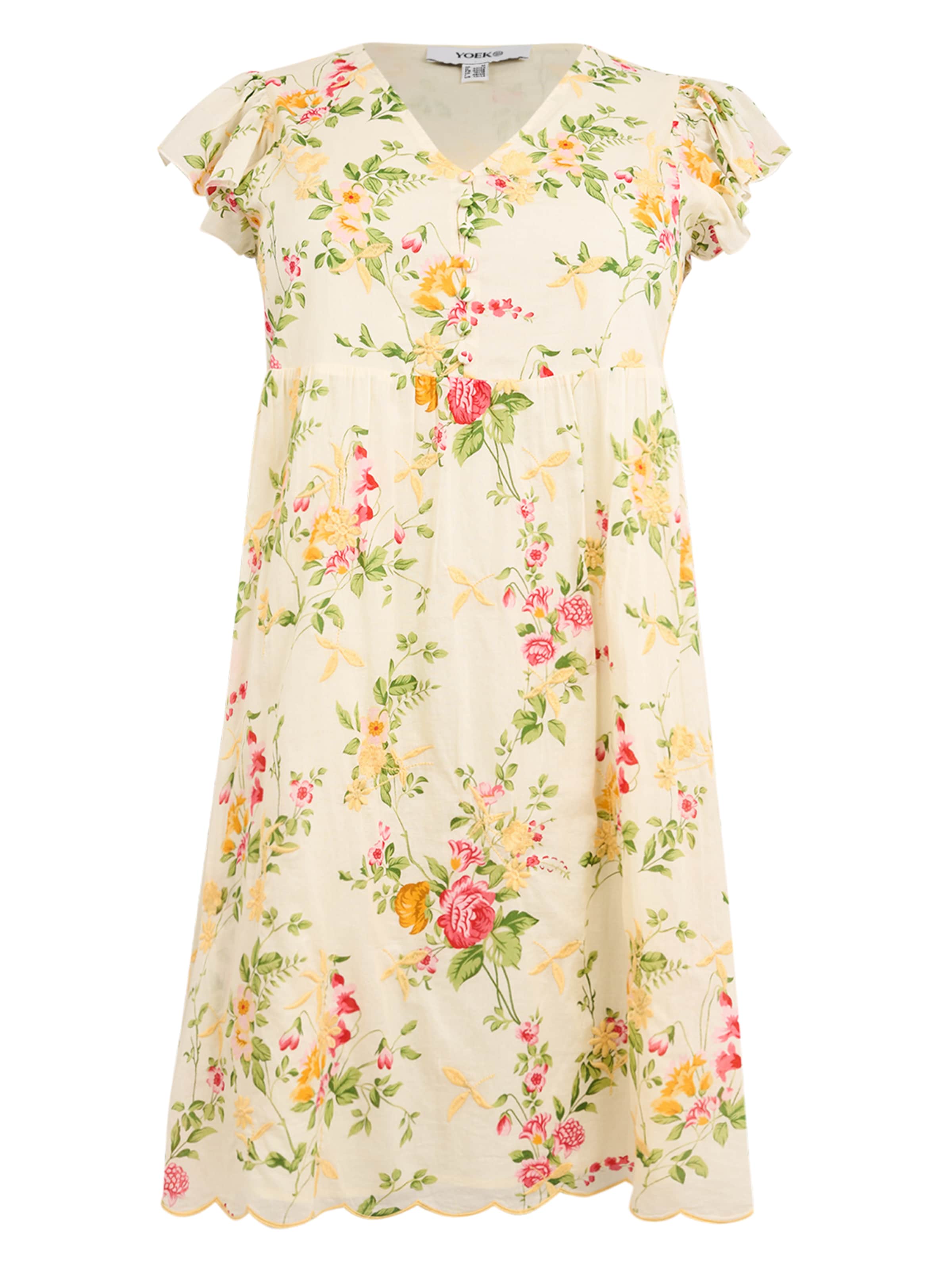 YOEK Robe en jaune pastel / mélange de couleurs, Vue avec produit