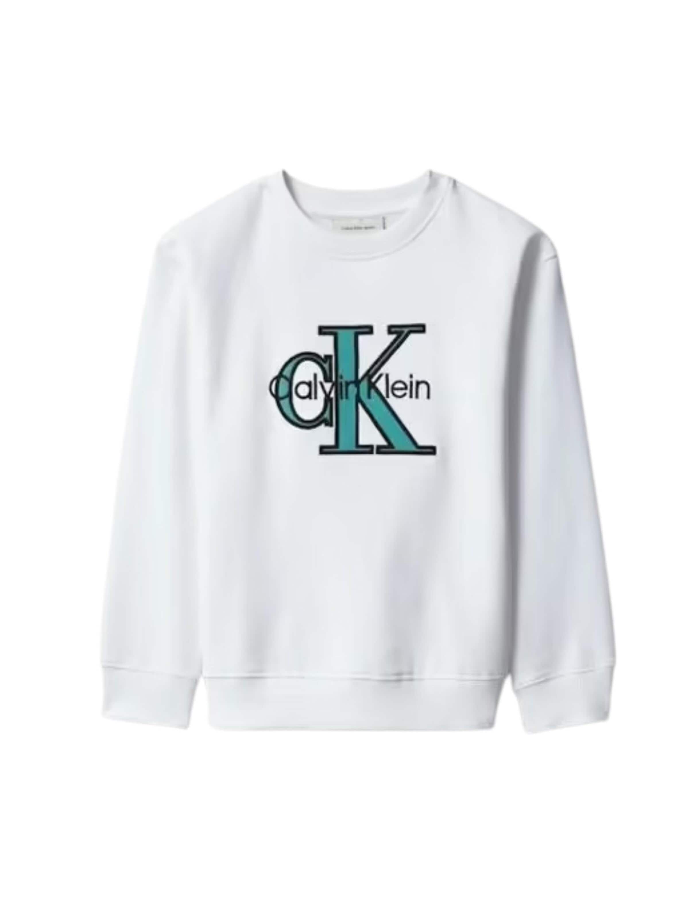 Sweat 'CALVIN KLEIN  JEANS kids TERRY MONOLOGO CN FELPA' Calvin Klein Kids en blanc : devant
