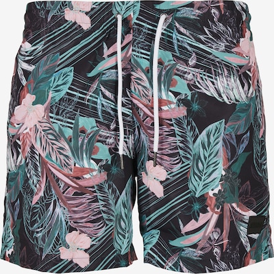 Urban Classics Shorts de bain en bleu clair / jade / rosé / noir, Vue avec produit