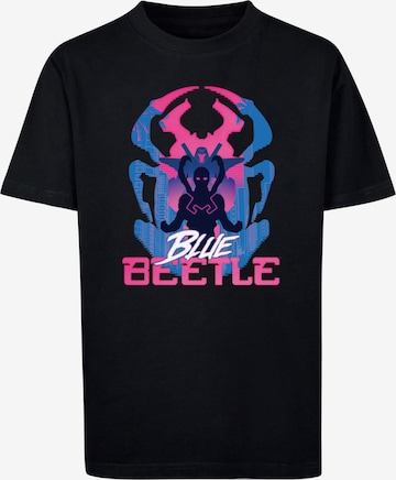 ABSOLUTE CULT Shirt 'Blue Beetle - Posing' in Zwart: voorkant
