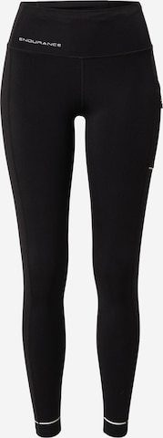 ENDURANCE Skinny Workout Pants in Black: front