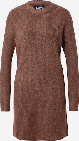 PIECES Knitted dress 'Ellen' in Brown: front