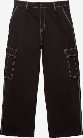 Pull&BearBaggy Cargo hlače - crna boja: prednji dio