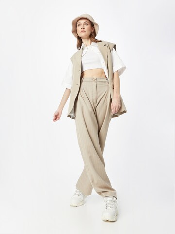 Monki Wide leg Veckad byxa i beige