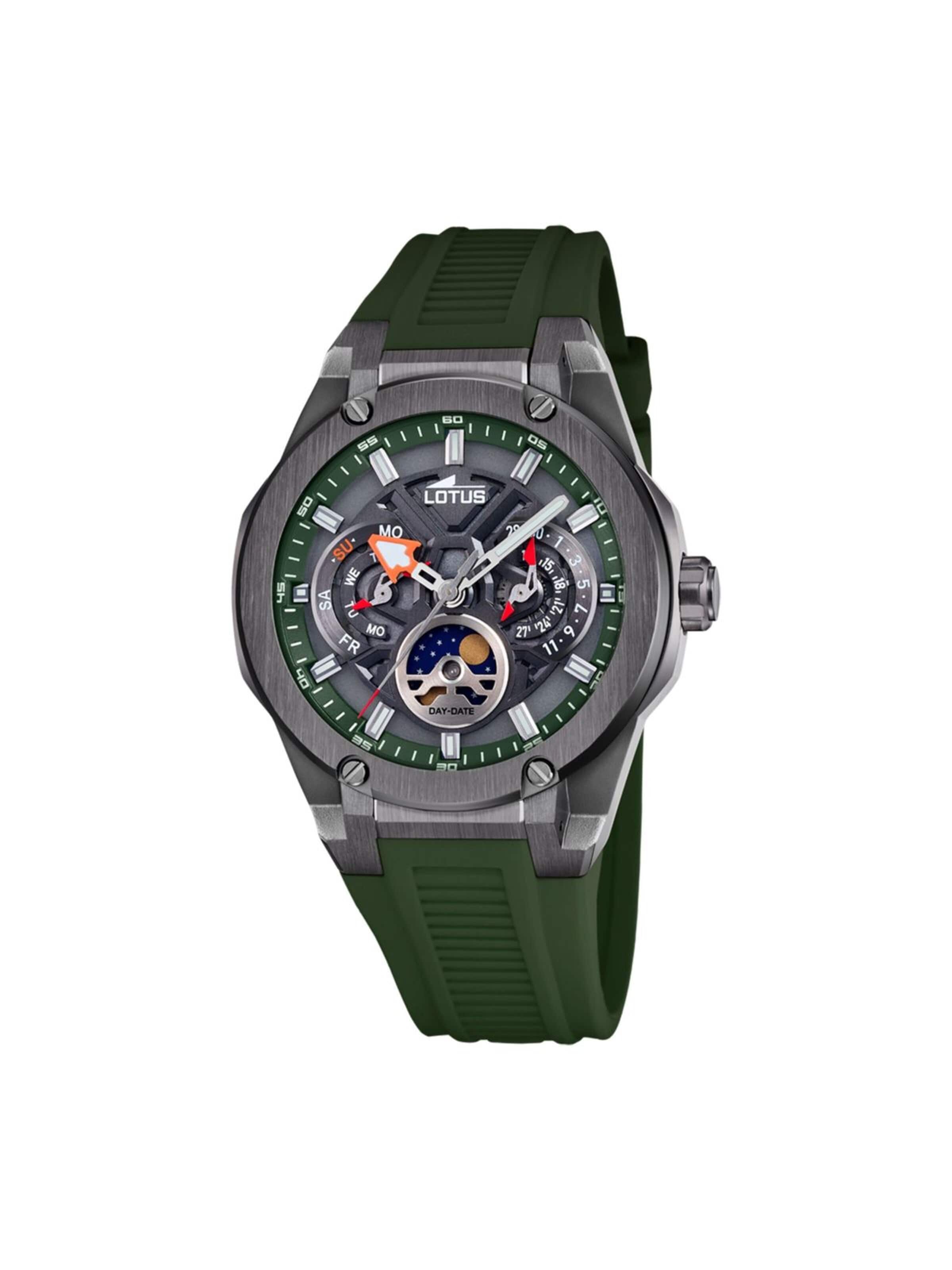 Montre à affichage analogique Lotus en vert : devant