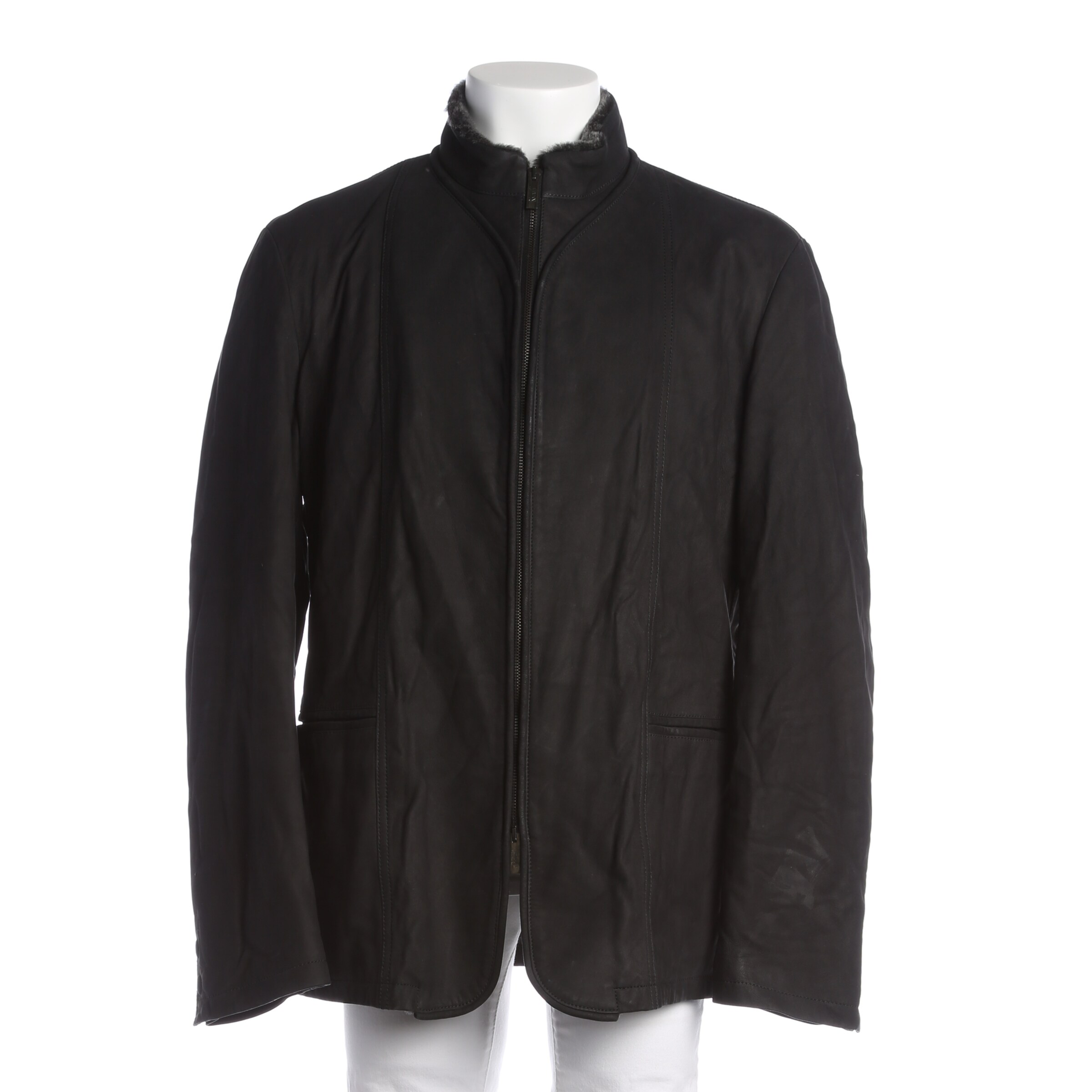 ARMANI Lederjacke / Ledermantel XL in Schwarz: Vorderseite