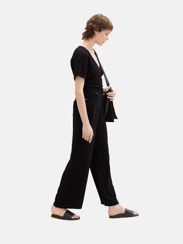 Wide leg Pantaloni di TOM TAILOR DENIM in nero