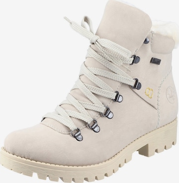 Rieker Lace-Up Ankle Boots in Beige: front