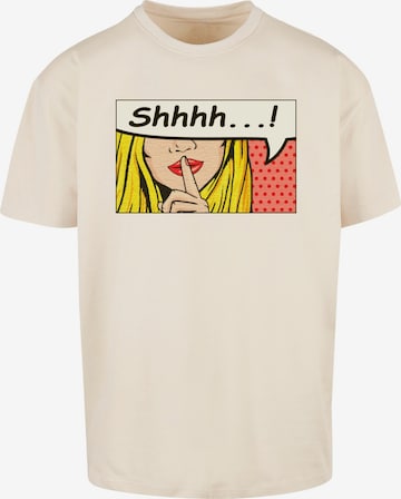 Merchcode T-Shirt 'Silent Sign Comic' in Beige: Vorderseite
