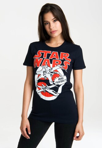 LOGOSHIRT Shirt 'X-Wings' in Blue: front