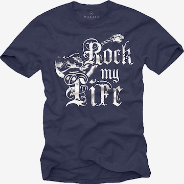 MAKAYA Shirt 'Rock my Life' in Blue: front
