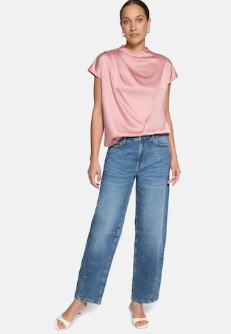 zero Satin-Bluse mit Kragen in Pink