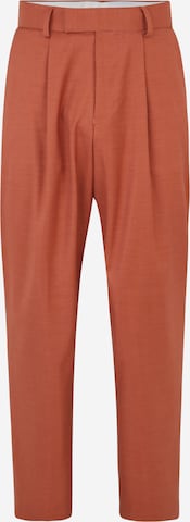 TOPMAN Regular Trousers with creases in Brown: front