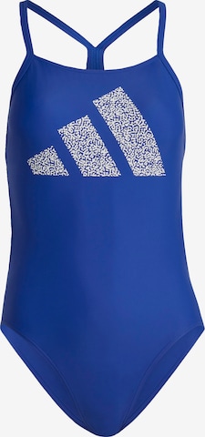 ADIDAS PERFORMANCE Бюстье Спортивный купальник '3 Bar Logo Print' в Синий: спереди