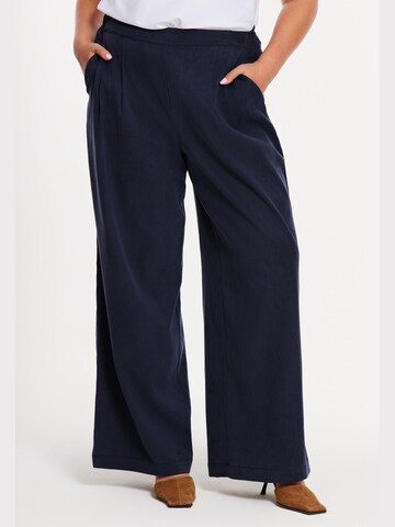 YOEK Wide leg Broek in Blauw: voorkant