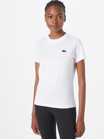 Tricou funcțional de la Lacoste Sport pe alb: față